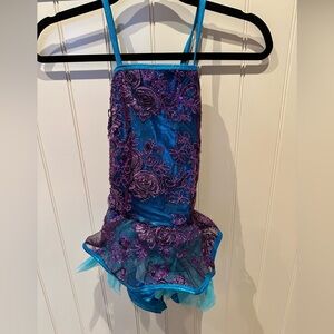 CURTAIN CALL Girls Size Small Child Large Blue & Purple Seqinned Dance D…